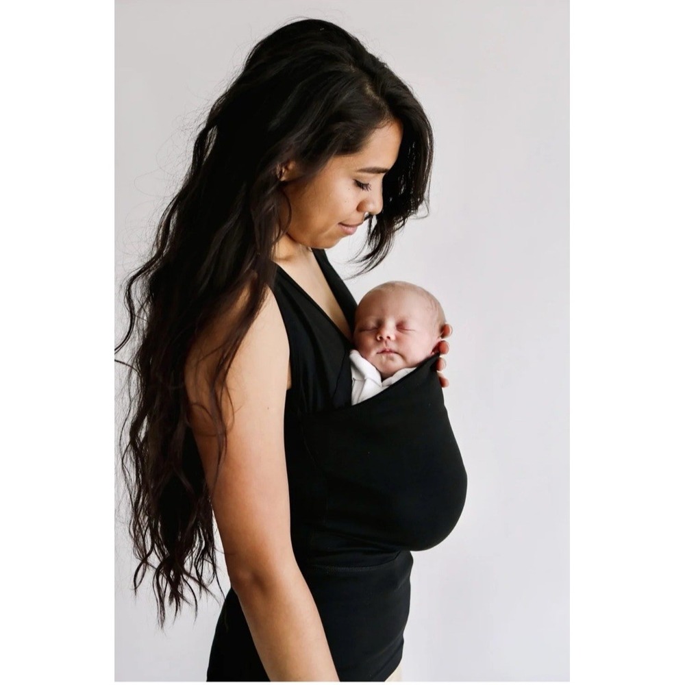 Lalabu Soothe Tank Shirt Black Baby wearing Nursing Pouch Carrier Pocket Women M
